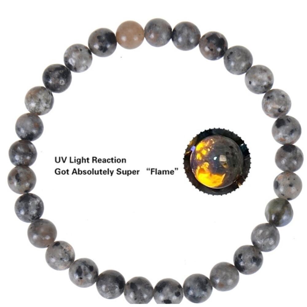 8mm Flame Stone Bracelet Natural Flame Stone Beaded Bracelet*UV activated*Unisex